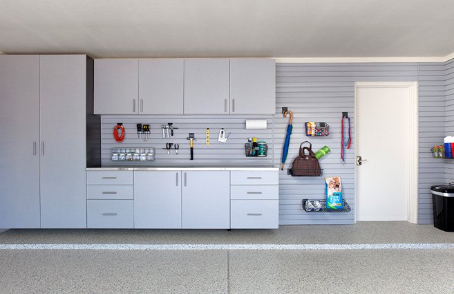  Silver Cabinets Stainless Counter Grey Slatwall Grab