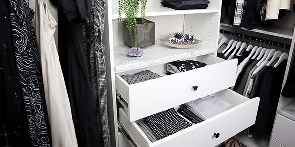 White Closet with Marble Countertop